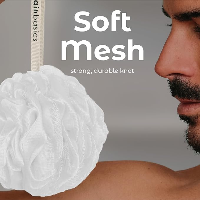 MainBasics Bath Shower Loofah Sponge Pouf Body Scrubber Exfoliator Body Wash - Image 3