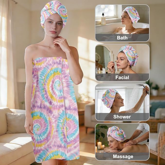 Absorbent Bath Towel Wrap Set for Women, Microfiber Shower Robe Body Towel - Image 2