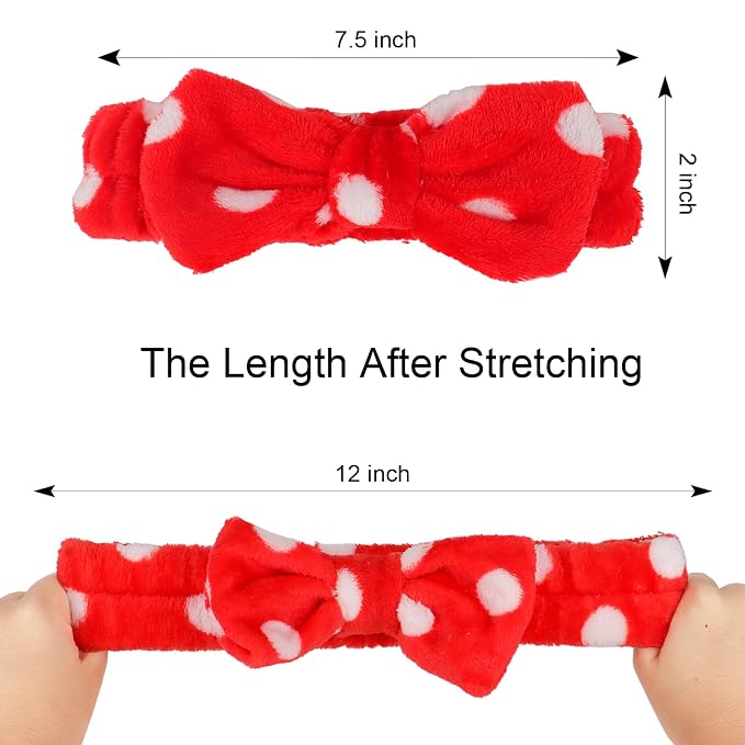 Casoty 10 Pcs Red Dot Makeup Headbands, Spa Gifts - Image 3