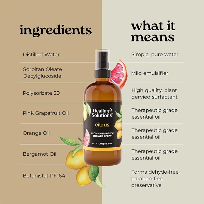 Healing Solutions Aromatherapy Shower Spray, Therapeutic Grade Essential Oils - Image 7