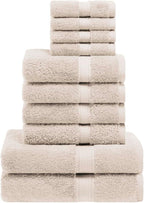 SUPERIOR Egyptian Cotton Pile 10 Piece Towel Set, Includes 2 Bath, 4 Hand - Image 2