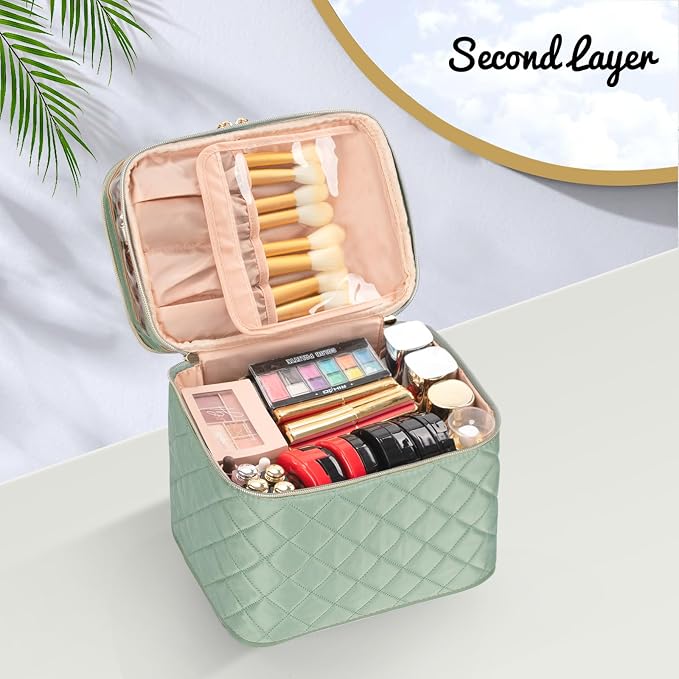 OCHEAL Large Makeup Bag, Double Layer Makeup Bag, Vertical Storage Cosmetic Case - Image 7