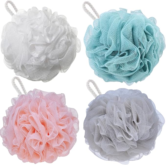 Pack of 4 Bath Sponges Shower Loofahs 60g Bath Exfoliating Sponge Shower Pouf by BTYMS