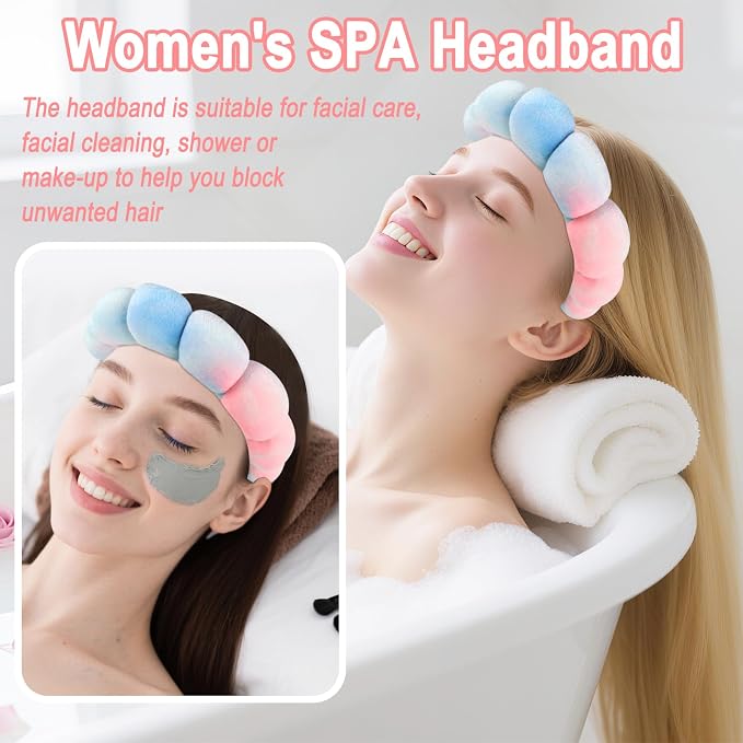Zkptops Spa Headband for Washing Face Wristband Set Sponge Makeup Skincare - Image 3