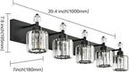 PRESDE 5-Light Crystal Bathroom Vanity Light Modern Matte Black Bathroom Lights - Image 4