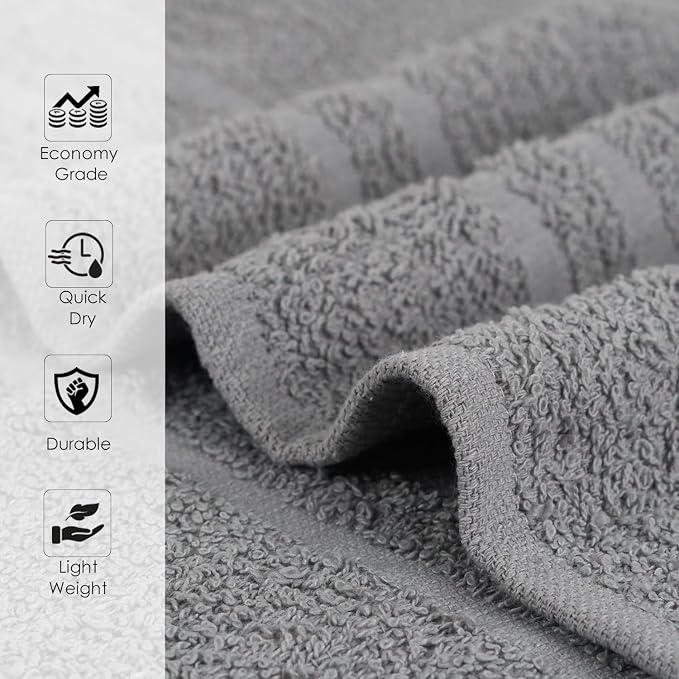 24 Pack Dark Grey Hand Towels 100% Cotton Spa Towel – 16x27 inches Highly - Image 2