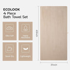 ecolook 4 Pack Microfiber Bath Towels, 31 x 63 inches Extra Large Bath Towel Set - Image 3
