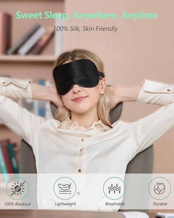 BeeVines 100% Real Mulberry Silk 2 Pack Sleep Mask, Pure Silk Eye Masks - Image 8