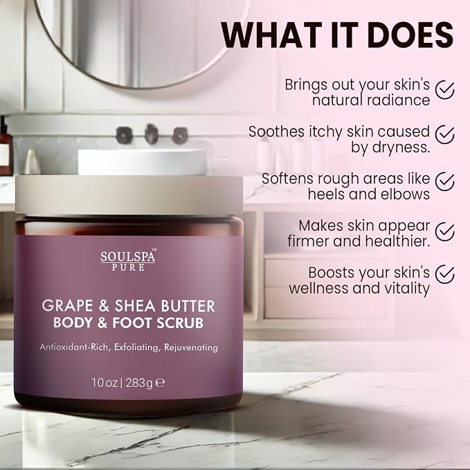 SOULSPA PURE Grape & Shea Butter Body & Foot Scrub - Image 4