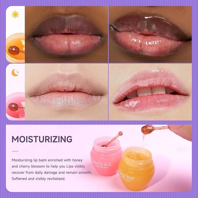 2 Bottles Sakura & Honey Lip Balm, Day & Night Repair Deep Moisture and Fade - Image 3
