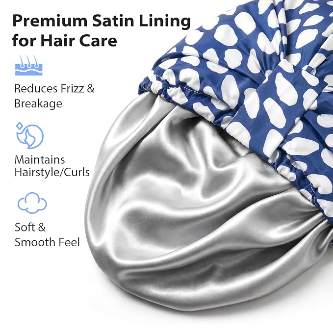 INNELO Luxury Shower Cap for Women Reusable Waterproof, Double Layered Shower - Image 3
