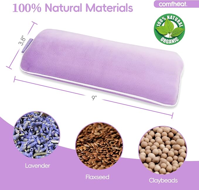 Lavender Weighted Eye Pillow for Yoga, Microwavable Moist Heat Eye Compress Mask - Image 3