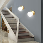 Modern Bedroom Wall Sconce Brushed Brass Indoor Wall Light Fixture Milk White - Image 4