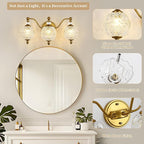 Vintage Bathroom Vanity Light, 3-Light Mid Century Matte Brass Finish Wall - Image 3
