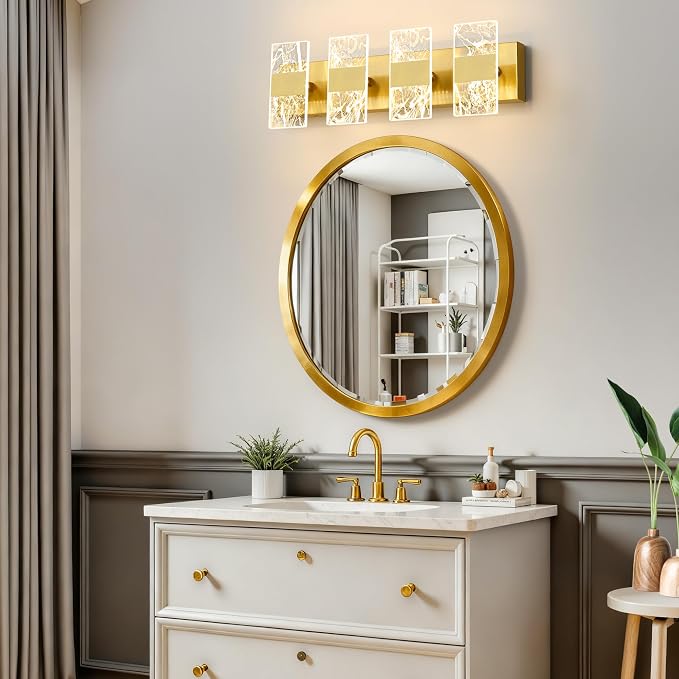 Modern LED Bathroom Light Fixtures Dimmable 4-Light Gold Vanity Light, 5CCT - Image 7