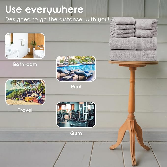 Ariv Towels Pack of 8, Premium Cotton Towel Set, Super Soft, Quick Dry - Image 4