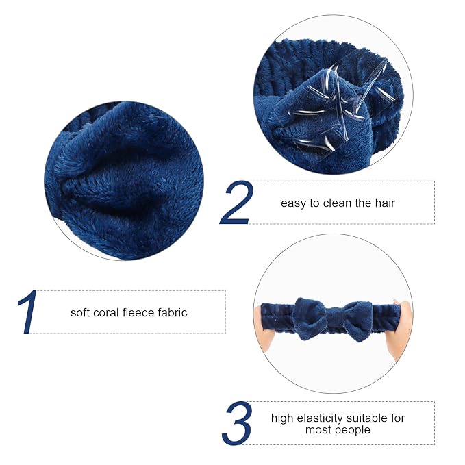 Semato 8Pcs Navy Blue Spa Headband Bachelorette Party Favors Set Skincare - Image 2