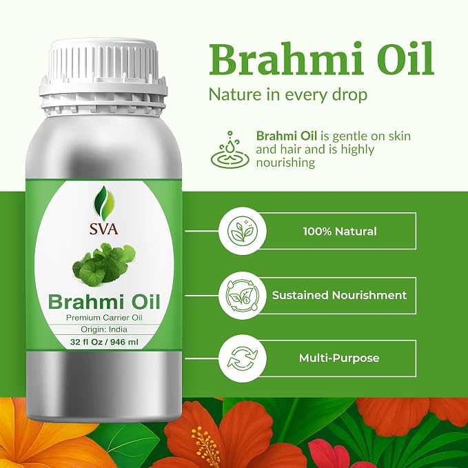 SVA Brahmi Oil - 32 Fl Oz – 100% Natural Cold Pressed Brahmi Oil - - Image 2