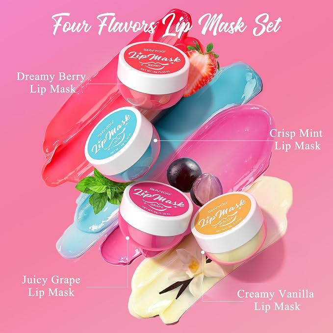 4 Pack Lip Mask Set, Hydrating Lip Mask Overnight - Image 2