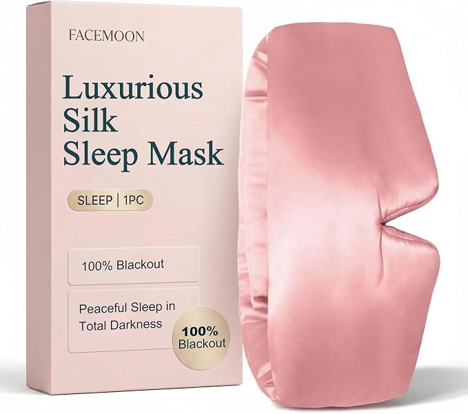 Mulberry Silk Sleep Mask for Women, 100% Blackout Eye Mask for Sleeping by FACEMOON