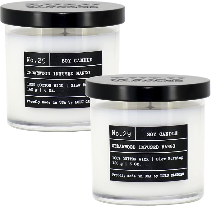 Lulu Candles | Cedarwood Infused Mango | Luxury Scented Soy Jar Candle | Hand by LULUCANDLES