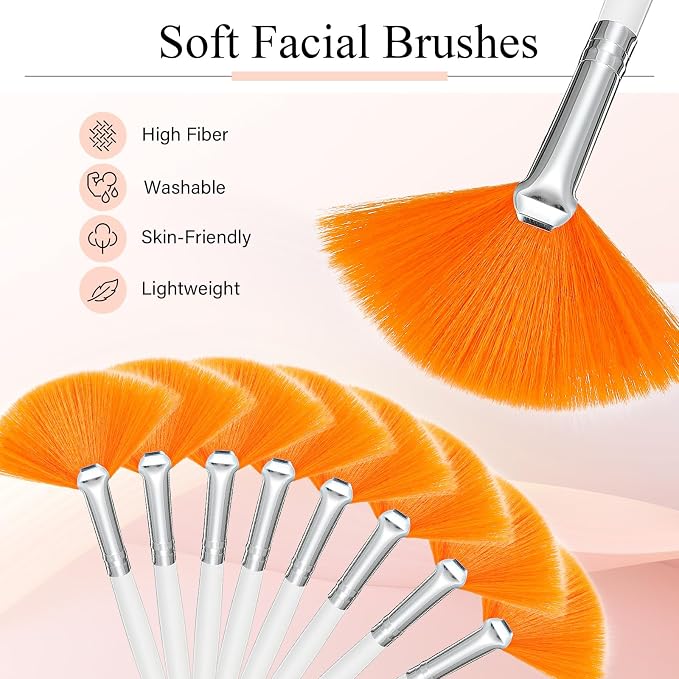 9 Pieces Facial Fan Mask Brushes, Soft Facial Applicator Brushes Tools - Image 7
