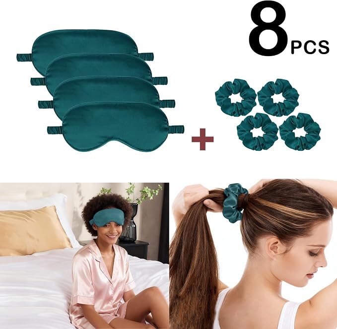 Satin Eye Mask 8Pcs Silk Sleep Masks Silky Blindfold Eyeshade Blackout Eyes - Image 2