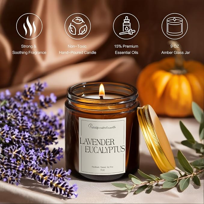 Lavender & Eucalyptus Scented Candles - Image 2