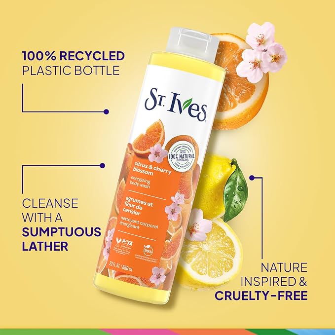 St. Ives Body Wash, Citrus & Cherry Blossom Energizing Shower Gel 2-Pack - Image 4