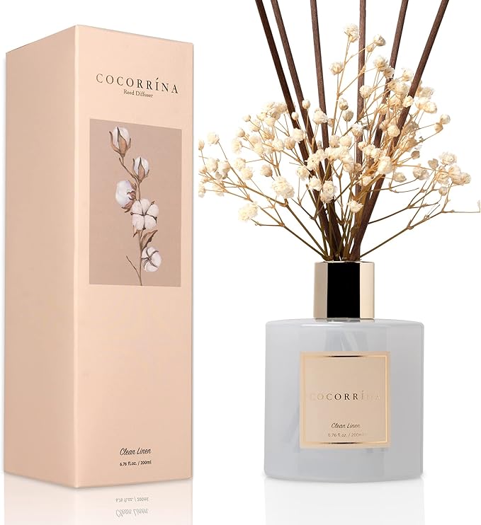 Cocorrína Reed Diffuser Set, Clean Linen 6.7 fl oz Scented Diffuser - Image 2