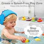 31.5" Bathtub Splash Guard for Kids & Toddlers- Silicone Play Shelf & Toy - Image 3