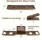 Teak Bathtub Tray, Wooden Tray Caddy - Image 4