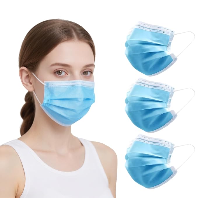 LEMENT 125 Pcs Blue Disposable Face Masks, 3 Ply Face Mask Elastic Earloops - Image 5