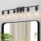 6 Light Bathroom Light Fixtures Black Vanity Light Over Mirror Modern Farmhouse by HCCZLighting