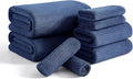 8 Piece Bath Towel Set Navy |2 Oversized Large Bath Sheet, 2 Hand Towels by JessyHome