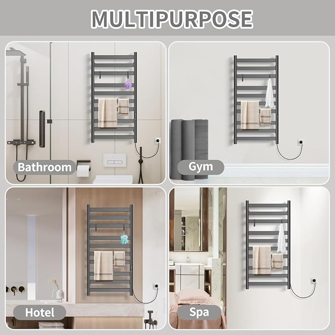 Heated Towel Rack for Bathroom, Hot Towel Warmer Rack Large 10 Bar Electric Hot - Image 5