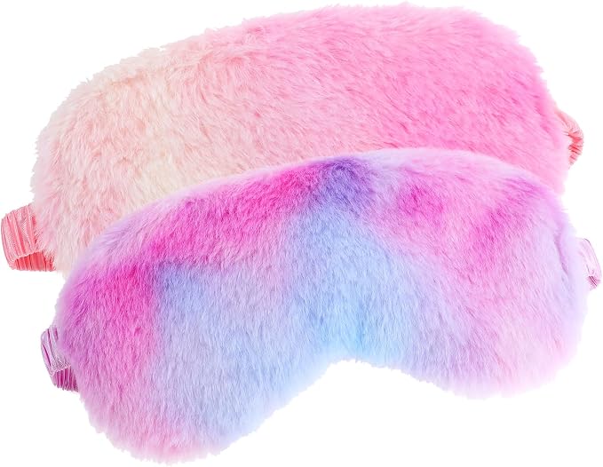 2 Pcs Plush Eye Mask Soft Sleeping Blindfold Eye Cover Comfortable Furry Faux - Image 7