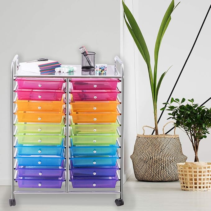 Giantex 20 Drawer Rolling Storage Cart Tools Scrapbook Paper Office School - Image 5