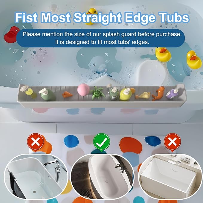 Longer Bathtub Splash Guard for Tub Kids, Bathtub Water Guards Play Shelf for - Image 7