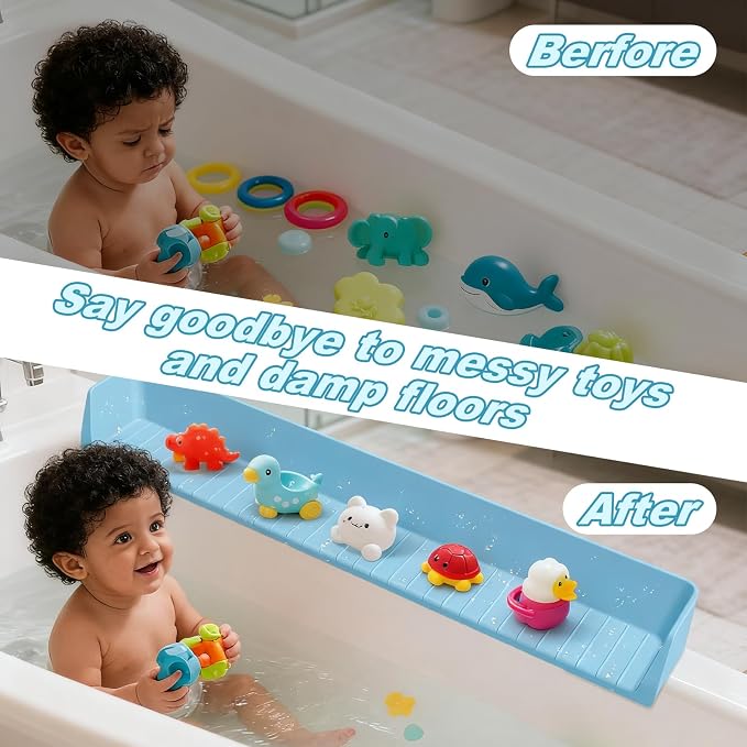 Bathtub Splash Guard for Kids, 2.6 FT Silicone Bathtub Play Shelf - Image 5