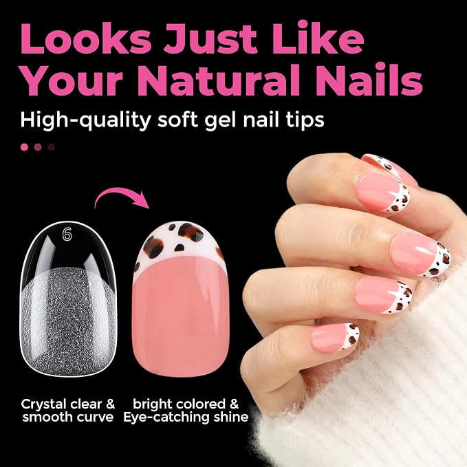 UNA GELLA Short Oval Round Nail Tips Pre Etched Short Oval Gel Nail Tips Soft - Image 6