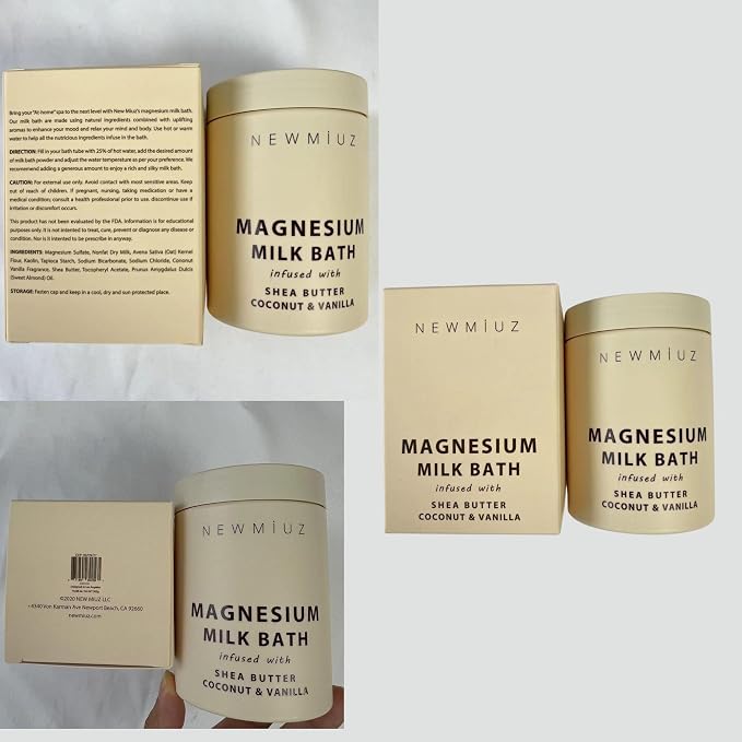 Creamy Magnesium Milk Bath Soak Powder Moisturize Soften Skin Coconut Vanilla - Image 9