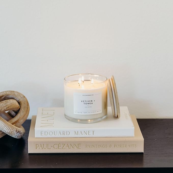 Calyan Wax Co. Vetiver & Tonka 3 Wick Scented Candle - Image 8