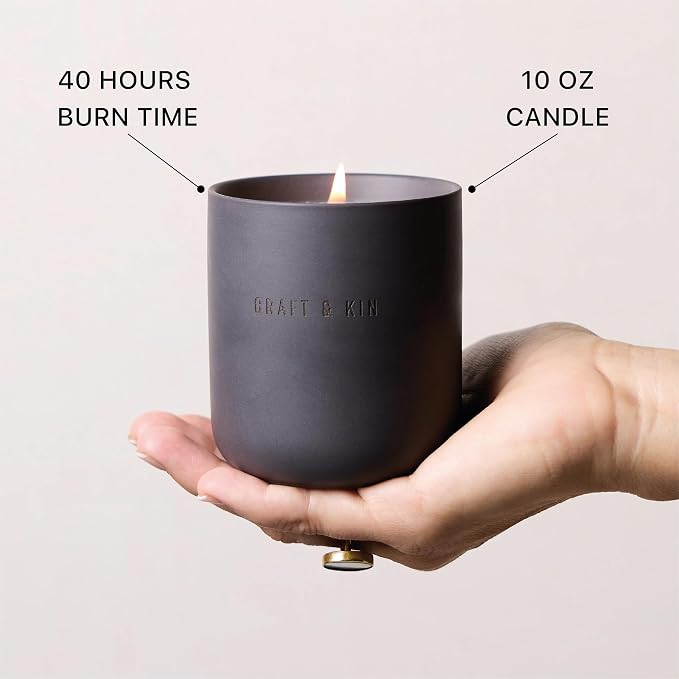 Earthenware Soy Candle in Santal Woods by Craft & Kin - Image 4