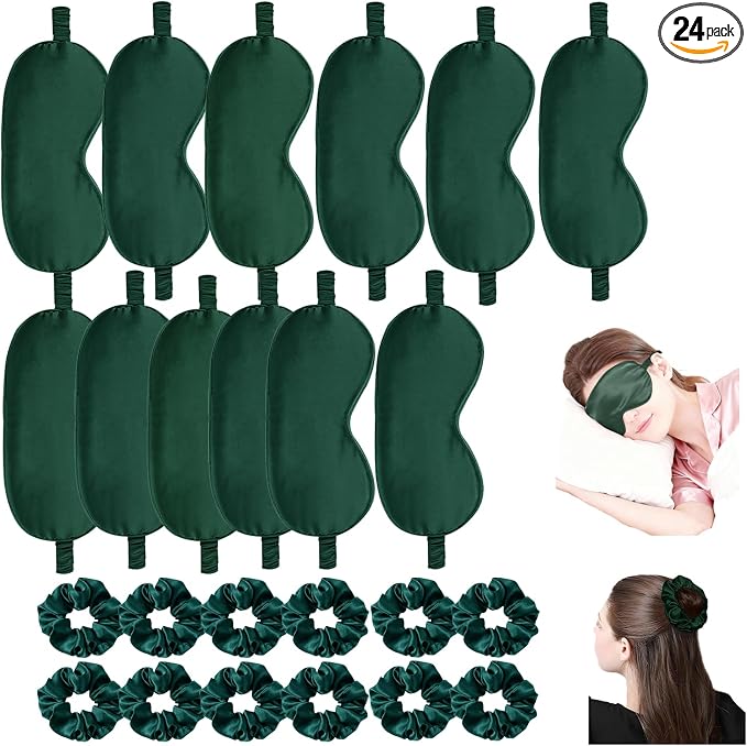 24Pcs Satin Eye Mask Silk Sleep Masks Silky Eyes Cover Blackout Blindfold by WJingYiJia