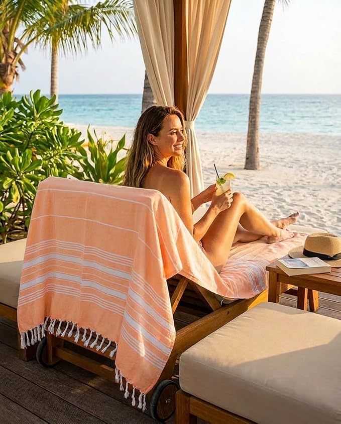 Bazaar Anatolia Turkish Beach Towel – 100% Cotton, Quick Dry, Sand Free Towel - Image 2