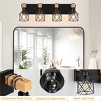 FadimiKoo 4-Light Rustic Style Wood Bathroom Vanity Light Fixtures, Farmhouse - Image 5