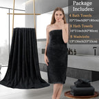 8-Piece Black Bath Towels Set, 2 Oversized Large Bath Towels Sheet, 2 Hand - Image 5