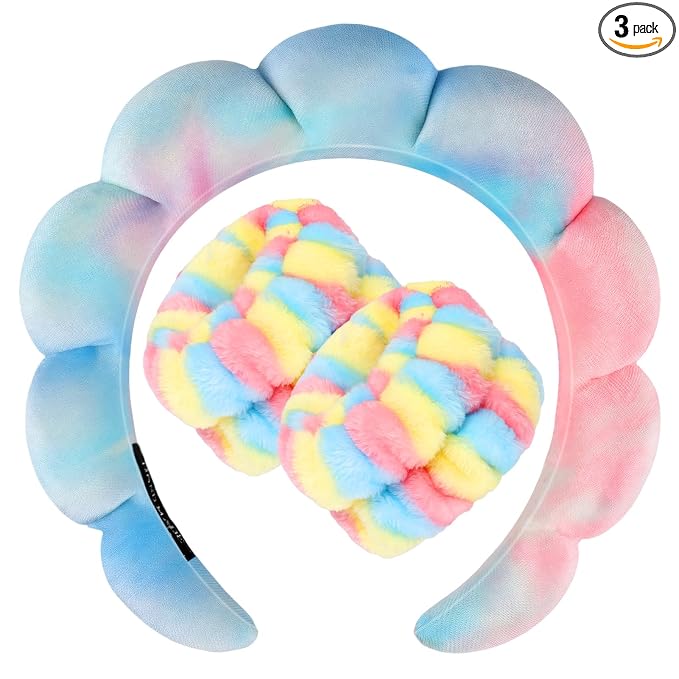 Zkptops Spa Headband for Washing Face Wristband Set Sponge Makeup Skincare by ZKPTOPS