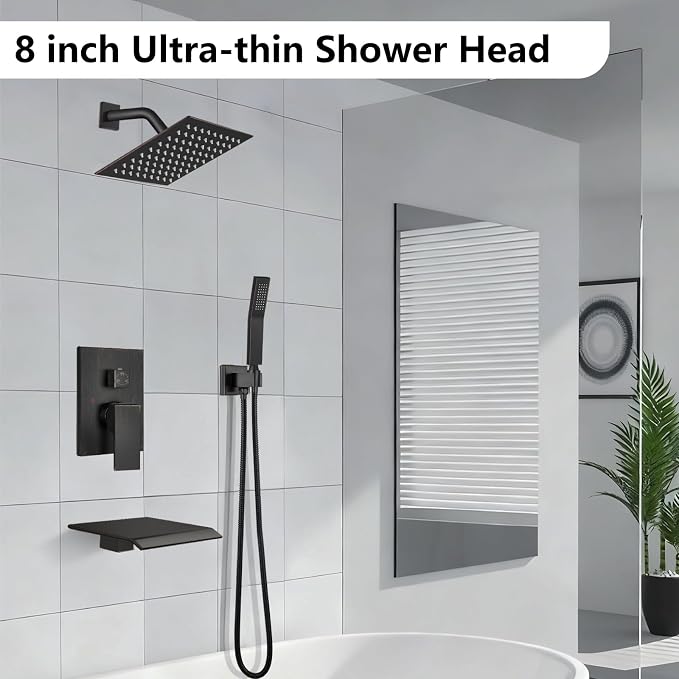 Midanya Shower System with Tub Spout, Bathtub Shower Faucet Set with Square - Image 2